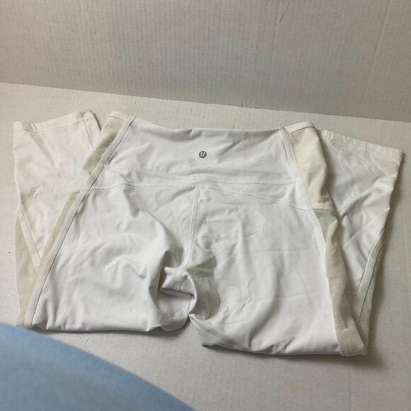 Lululemon Wunder Under Cropped High Rise Leggings 10 White Flocked - Picture 5 of 8